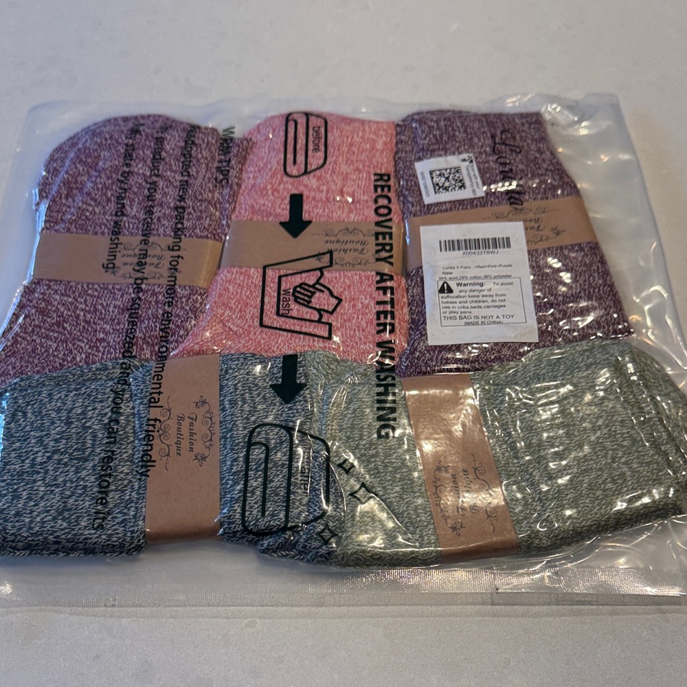Cozy Heathered Sock Set - Pink, Purple, Gray